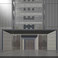 Entrance Gate Of Modern Apartment Building With Glass And White Facade Design