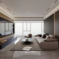 Modern Minimalist Dining and Living Interior Design With Marble Dining Table Chairs And Side Cabinets