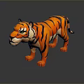 Tiger Toy With Orange Black Stripes And Green Eyes In Standing Pose