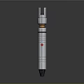 Sleek Silver Weapon With Ring Structures Open Top Red Dot Center And Pointed Tip 3d model