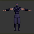 3D Ninja Character In Purple Outfit With Arms Outstretched Stance Design