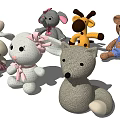 Cute Knitted Plush Dolls Collection Including Rabbit Elephant Giraffe Bear And Fox With Bows
