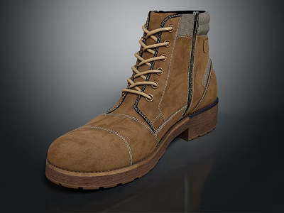 Brown Lace Up Ankle Boots For Daily Use With Durable Sole And Comfortable Design 3d model