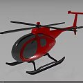 Red Helicopter With Transparent Cockpit Black Propellers And Landing Gear On Dark Background