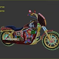 Harley Davidson Cruiser Motorcycle With Black Seat White Wheels And Chrome Accents