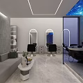 Modern Hair Salon Interior With Mirrors Salon Chairs And Marble Countertops