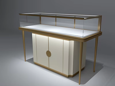 Display Cabinet with Glass Top Gold Frame Decorative Doors Modern Retail Design 3d model