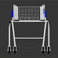 Accessible Shopping Cart With White Frame Blue Handles Metal Mesh Basket And Wheels
