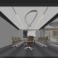 Modern Conference Room Interior Design With Long Table Chairs And Wall Painting