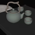 Elegant Light Green Ceramic Tea Set With Teapot And Three Cups 3d model