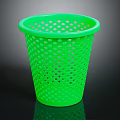 Green Perforated Plastic Trash Can Lightweight For Home Office Daily Use