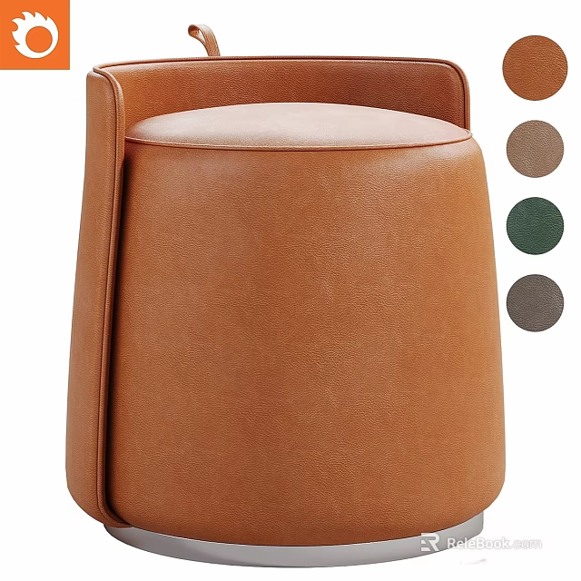 Modern Leather Upholstered Sofa Stool With Minimalist Design And Multiple Colors 3d model 