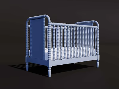 White Classic Railed Children's Bed With Sturdy Frame And Safe Design 3d model