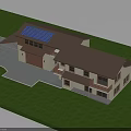 Two Story House Featuring Brown Roof Solar Panels White Walls Garage Driveway And Green Lawn