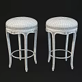 White Stools With Purple Velvet Seats Golden Decorations And Foot Rings