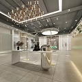 Modern Stylish Clothing Store With Arched Entrance Glass Door Green Plants And Round Mirror