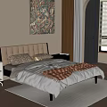 Cozy Modern Bedroom With Upholstered Headboard Bedside Lamp Artwork And Window Blinds