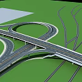 Modern Highway Bridge Interchange With Multiple Lanes Circular Design And Green Surroundings