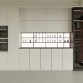 Modern Wine Cabinet With Black Frame In White Kitchen Featuring Open Shelves And Glass