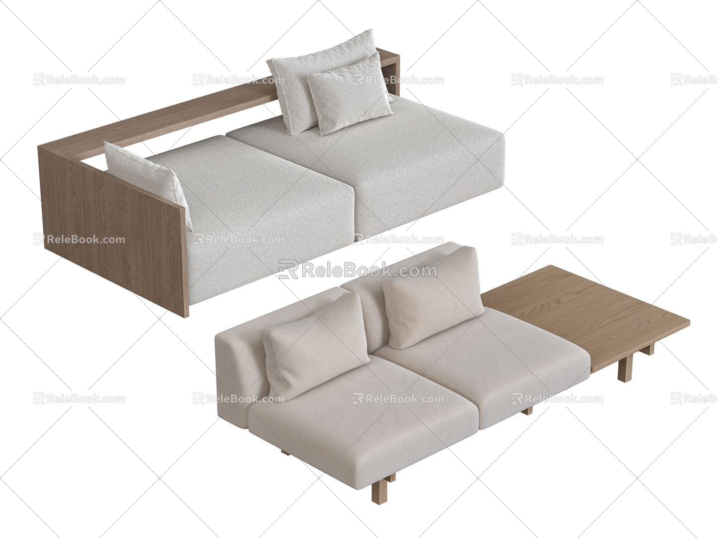 Japanese-style double sofa multi-person sofa 3d model