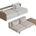 Japanese-style double sofa multi-person sofa 3d model