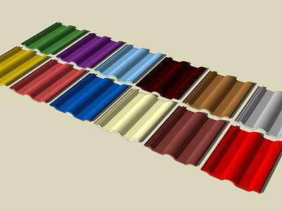 Elegant Shower Sauna Design with Colorful Wavy Tiles in Various Vibrant Colors 3d model