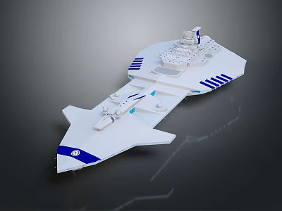 Futuristic White And Blue Sci Fi Spaceship Featuring Streamlined Structure Design 3d model