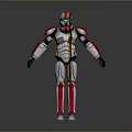 Futuristic Robot Armor Design With Red White Gray Helmet And Armored Body