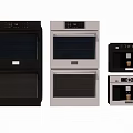 Modern Kitchen Appliances Featuring Black White Double Oven And Coffee Maker Units 3d model