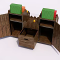 Wooden Commercial Product Display Stand With Yellow Eggs Colorful Boxes And Art Panels