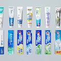 Assorted Toothpaste Brands With Colorful Tubes And Box Packaging For Daily Use 3d model