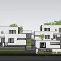 Modern White Boutique Guesthouse Building With Multiple Windows Green Plants And Courtyard