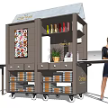Chantel Mall Store With Colorful Bottles Display Shelves Decorative Poster And Stacked Boxes