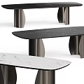 Modern Dining Table With Marble Top And Elegant Metal Legs Design 3d model