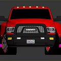 Red Pickup Truck With Black Roof Large Alloy Wheels And Shiny Exterior Design
