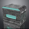 Textured Metallic Box With Turquoise Accents On Top And Side Panels