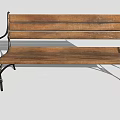 Classic Outdoor Wooden Bench with Metal Frame and Armrests for Garden Patio Use