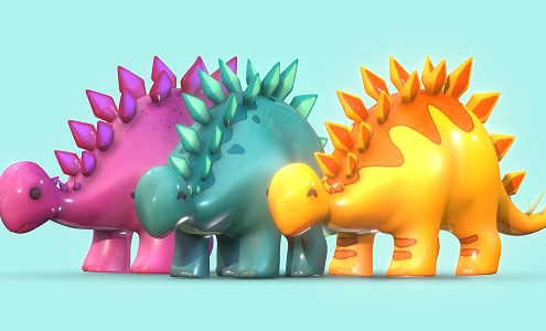 Cartoon Dinosaur Stegosaurus Cartoon Animal Low Poly Dinosaur 3d model