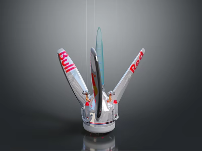 Red Bull Themed Computer Gaming Stand With Multi Wing Design And Metal Structure 3d model
