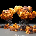 Public Facilities Scene With Explosion Flames And Smoke Clouds