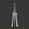 White Ferris Wheel Structure With Pink Accents And Reflective Base On Dark Background