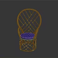 Orange Woven Frame Chair With Blue Cushion Modern Design Accent Piece