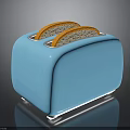 Blue Toaster Electronic Kitchen Appliance With Toasted Bread Slices Inside