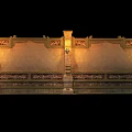 Symmetric Traditional Building Exterior Wall Featuring Decorative Columns And Illuminated Design