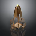 Golden Modern Geometric Tower Structure With Platform And Railings