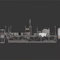 Industrial Mechanical Equipment Platform With Pipes Control Panels And Tower Structure