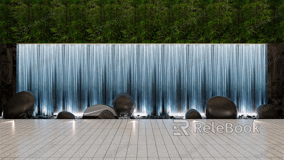 modern landscape wall drop model