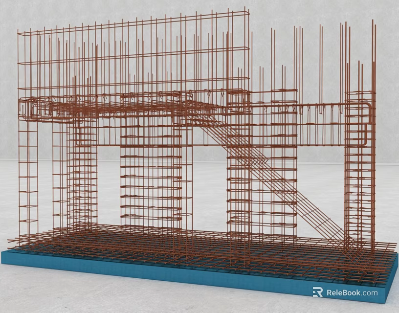Detailed Construction Scaffolding Metal Framework Structure With Stairs And Platforms 3d model 