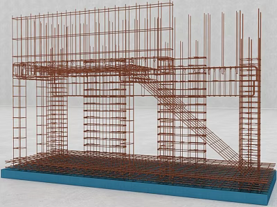 Detailed Construction Scaffolding Metal Framework Structure With Stairs And Platforms 3d model