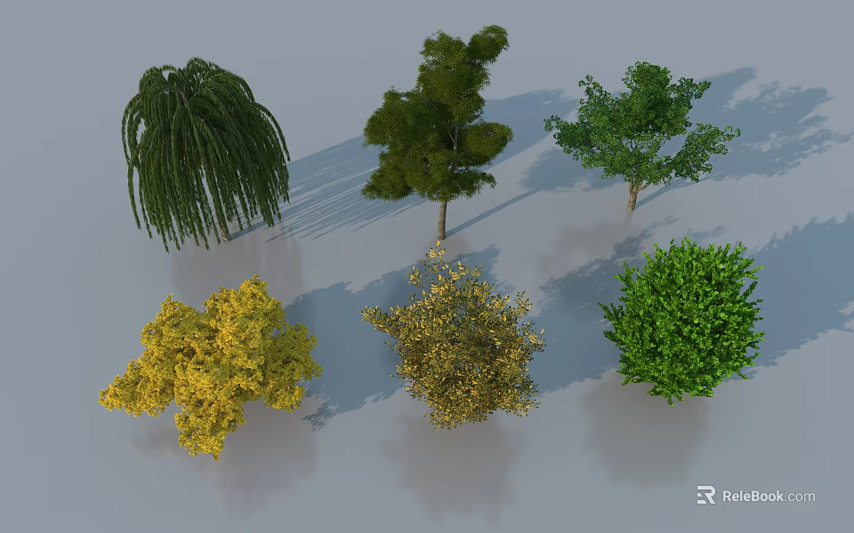 Various Arbor Varieties Showcasing Diverse Shapes And Green Yellow Golden Foliage 3d model 